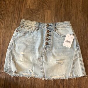 Free People | Ripped Denim Mini Skirt | Blue